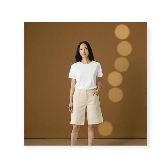 new LaRok ꧁ Gold Lurex Thread Cargo Bermuda Shorts ꧂ Ivory Cream Knit ꧂ 8